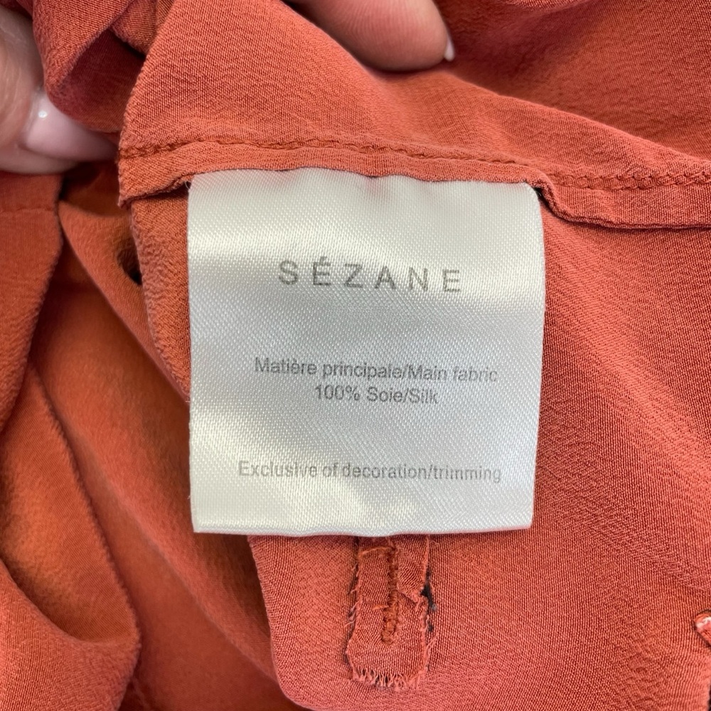 Sézane Silk Shirt Dress 34 Rust/Orange - Picture 8 of 15